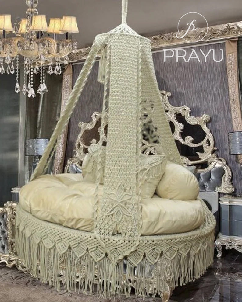 π€ Float in Pure Grace β The 50-Inch Classy White Boho Swing of Elegance