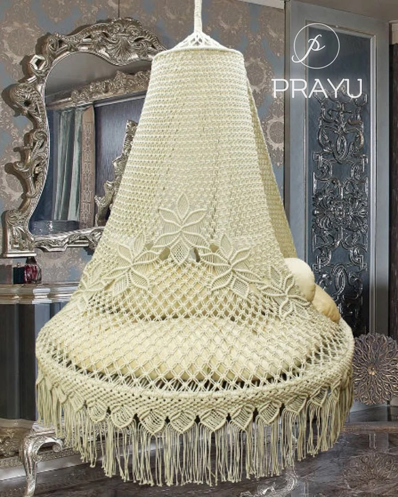 π€ Float in Pure Grace β The 50-Inch Classy White Boho Swing of Elegance
