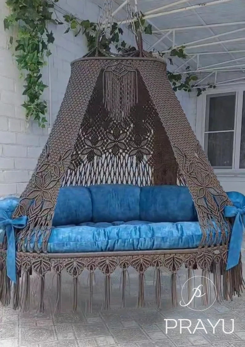 π Elevate in Style β The 70-Inch Dark Grey & Sky Blue Boho Swing