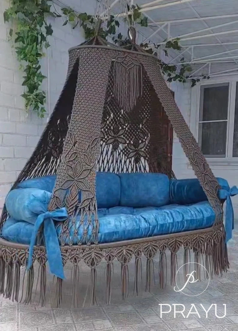 π Elevate in Style β The 70-Inch Dark Grey & Sky Blue Boho Swing