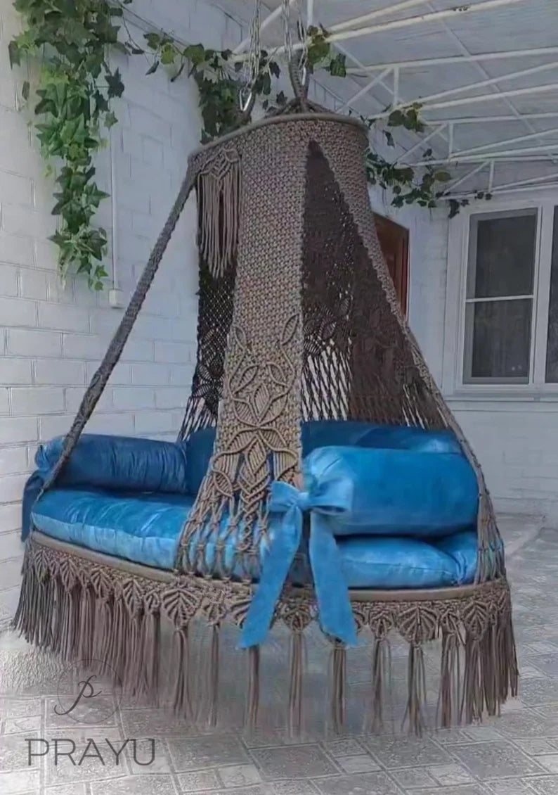 π Elevate in Style β The 70-Inch Dark Grey & Sky Blue Boho Swing