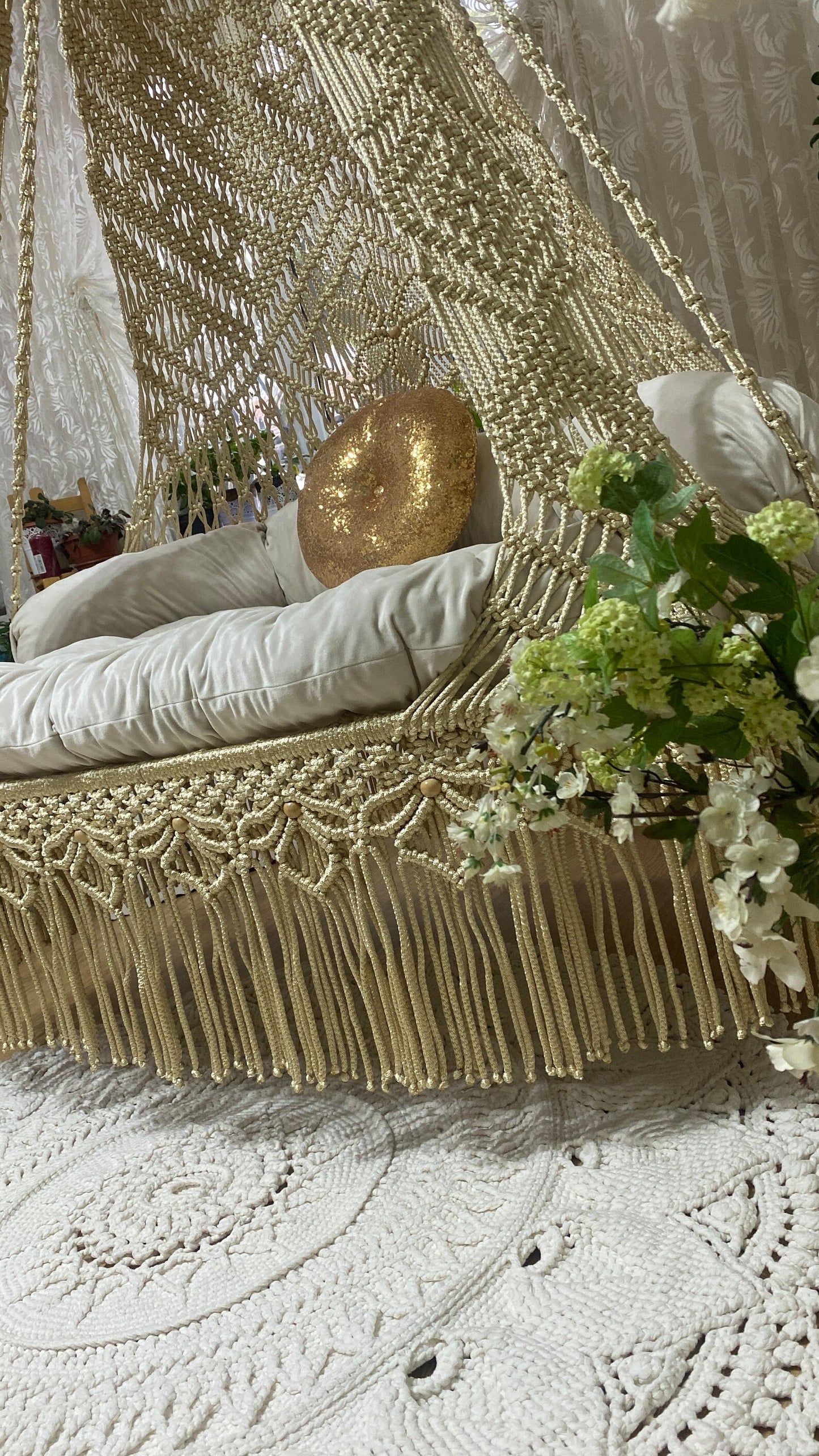 π Luxe Dreams in Motion "50-Inch" Champagne Gold Boho Swing