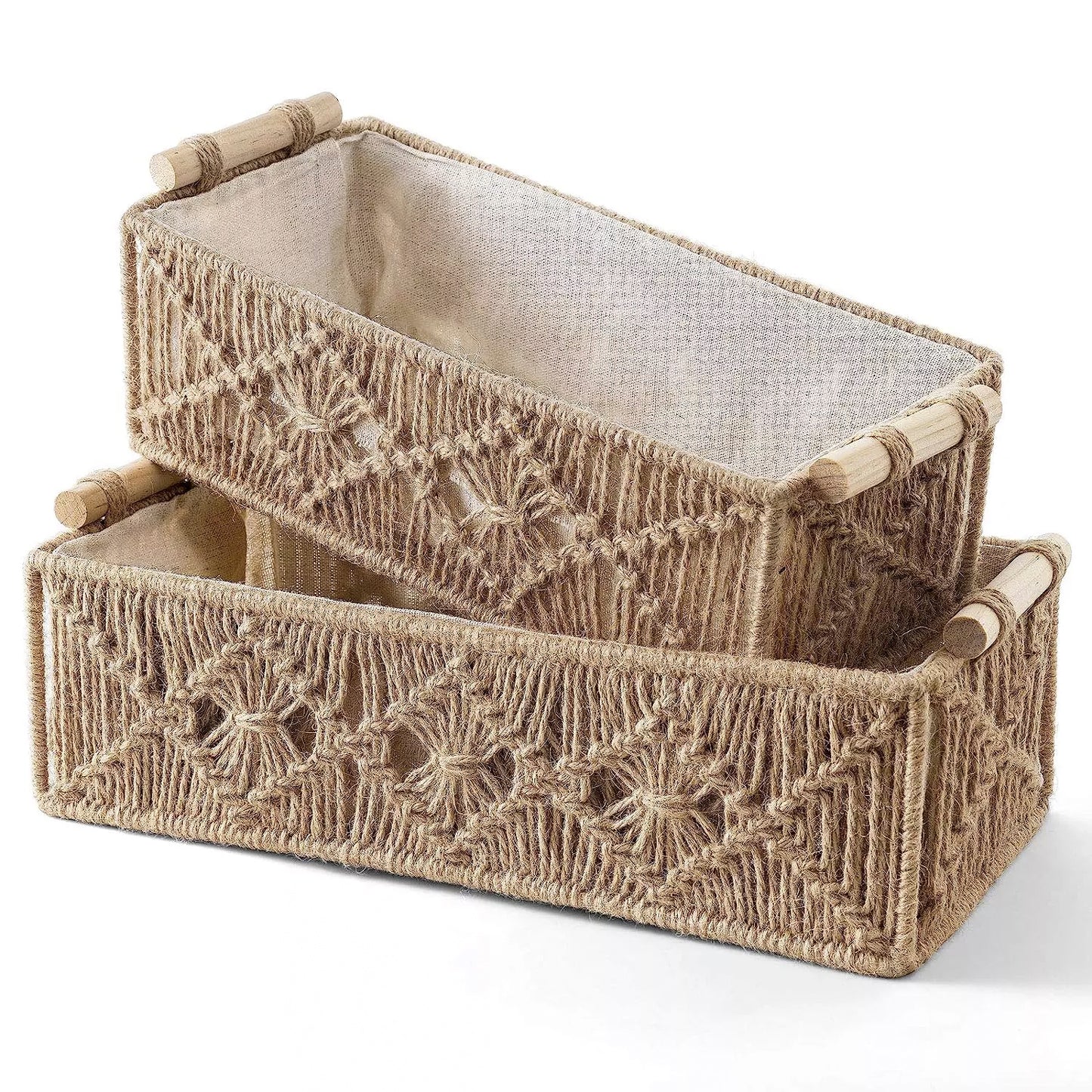 Set of 2 Jute Macrame Baskets