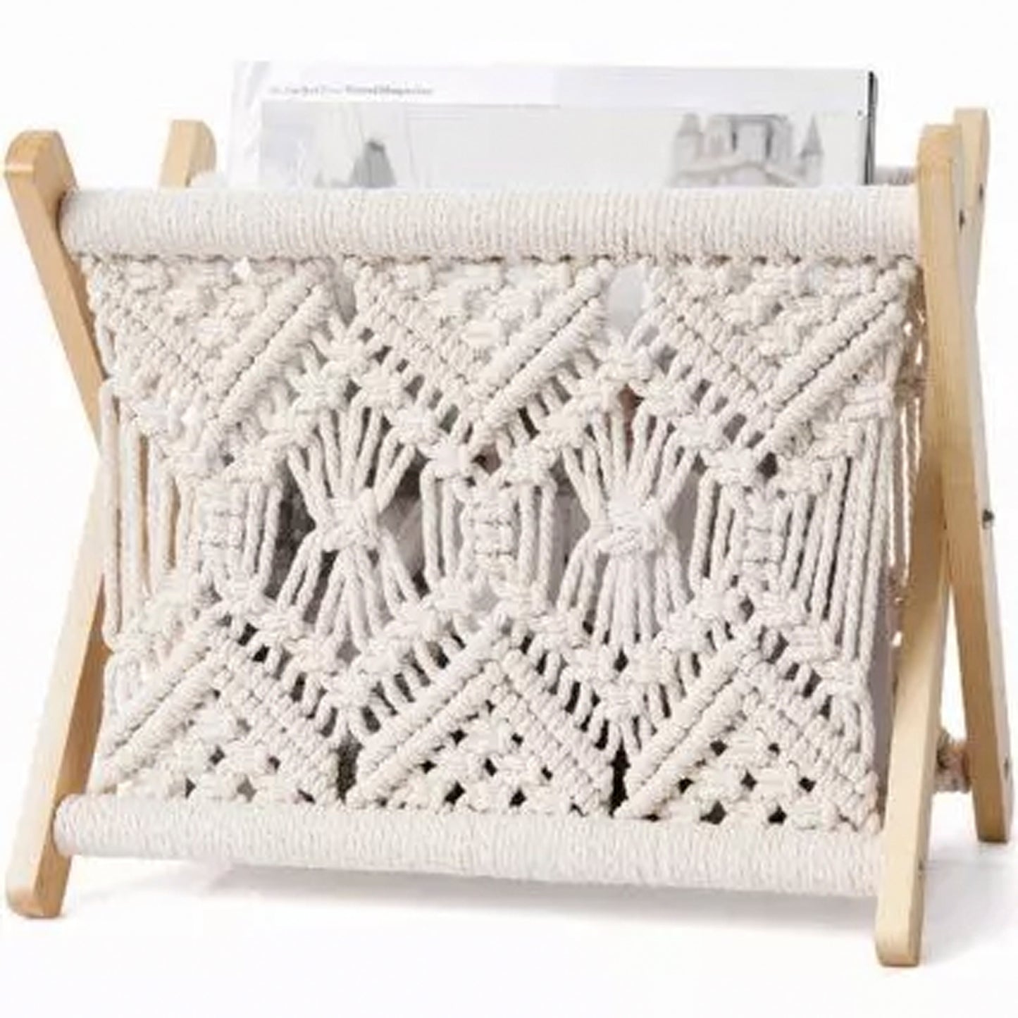 Boho Macrame Wooden Book Holder