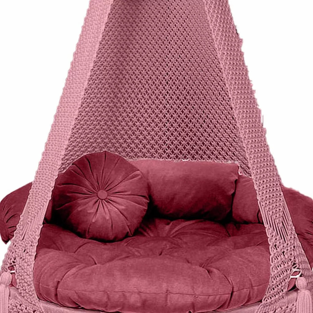 Swing into Boho Dreams with Prayu’s Bubblegum Pink Macrame Chair!