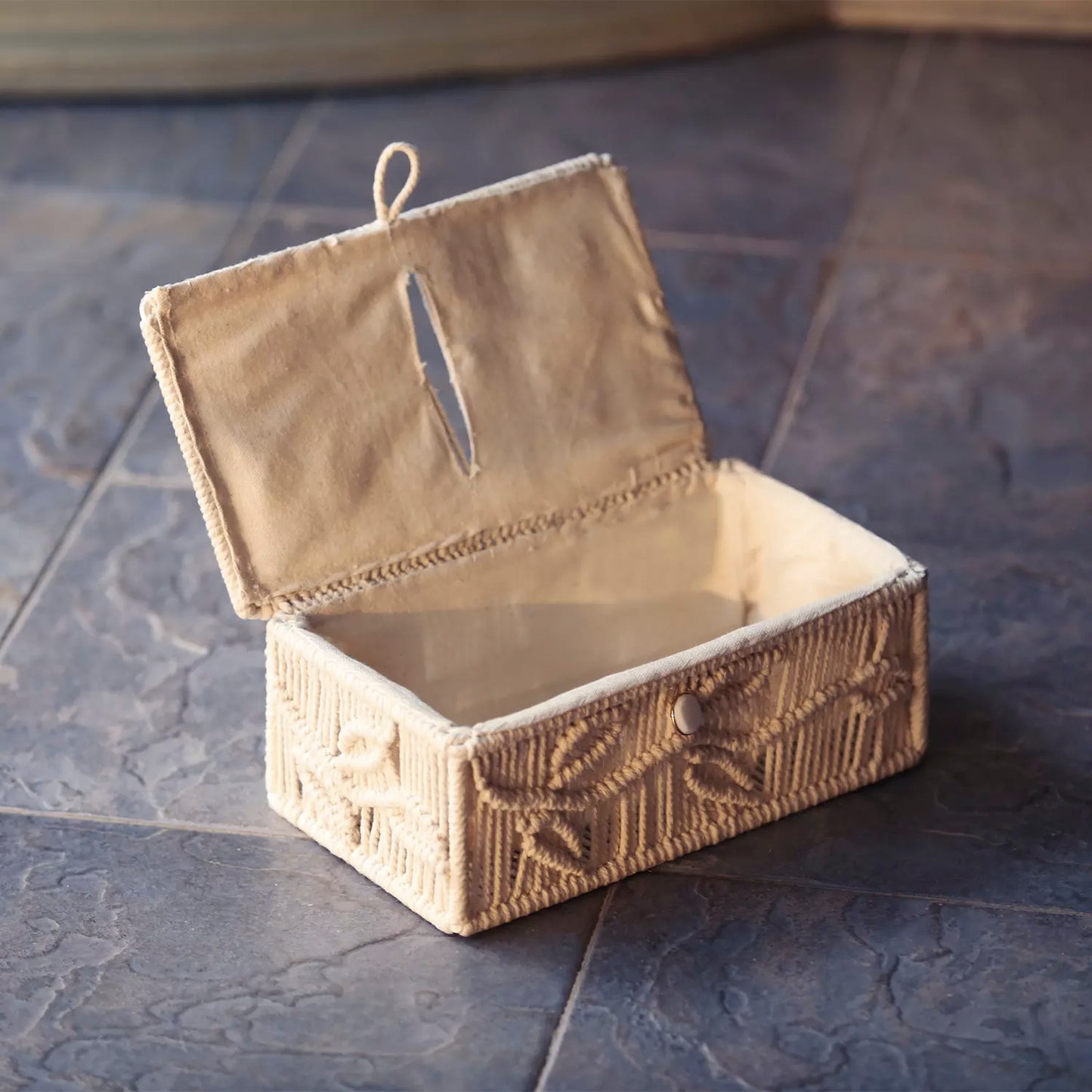 Macrame Cotton Tissue Box Rectangle Shape