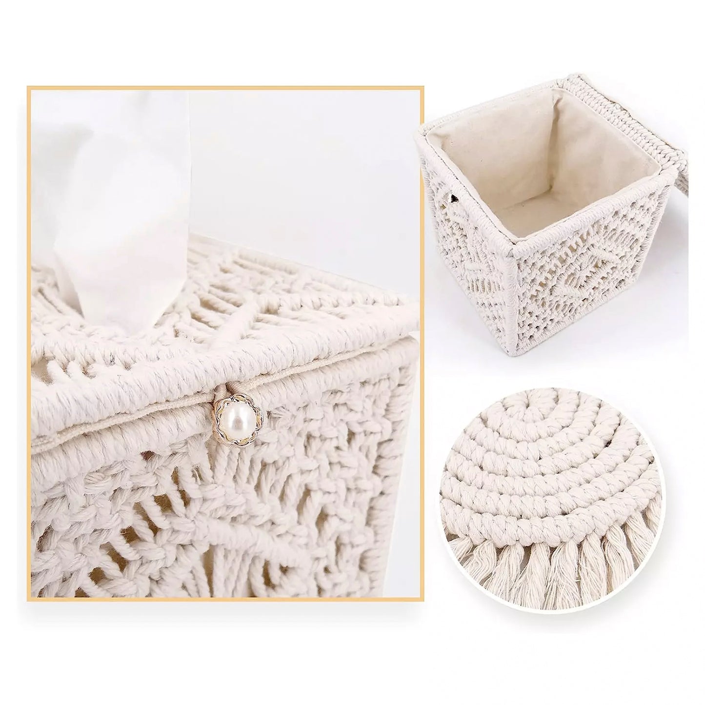 Macrame Cotton Tissue Box