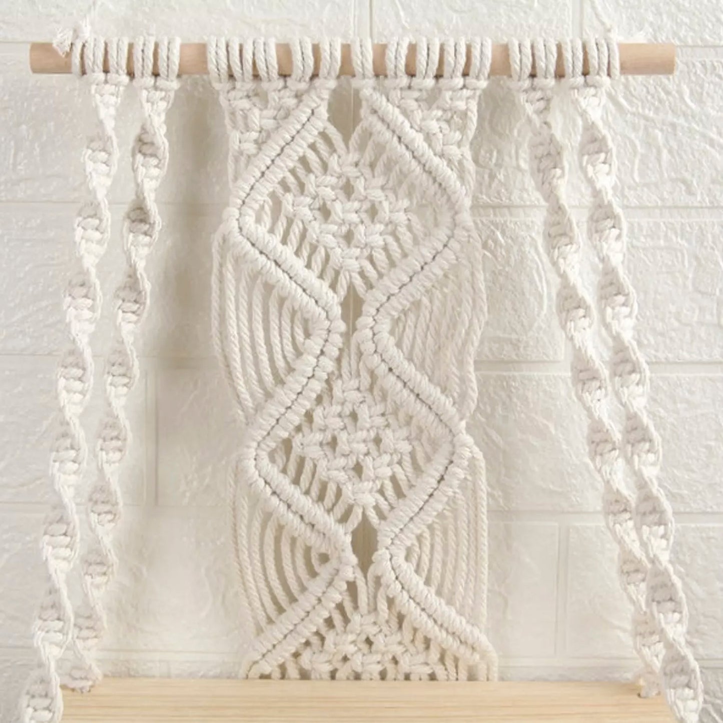 Handmade Macrame Wall Hanging Shelf Planter in Off White