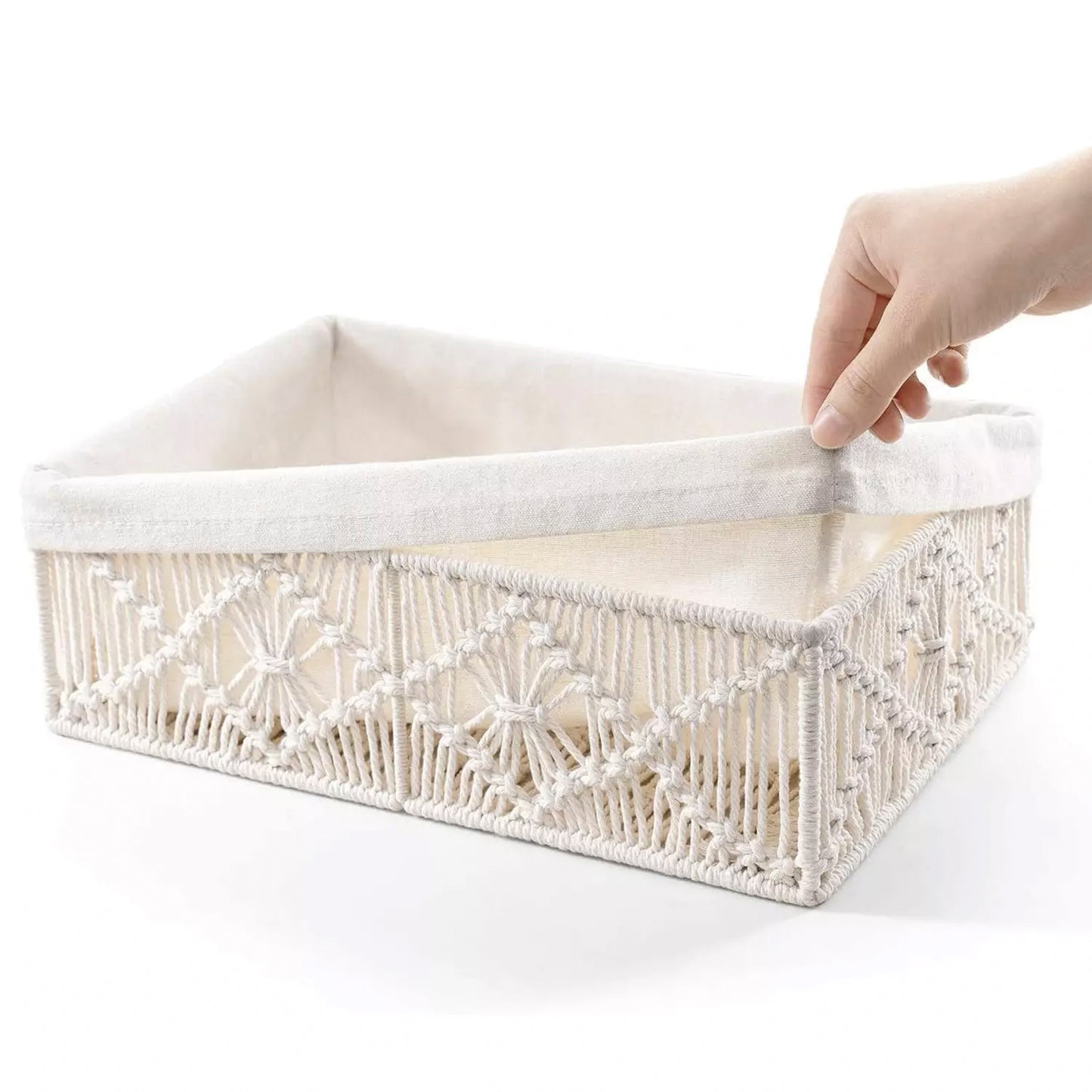 Set of 3 Boho Decor Baskets with Removable Linen