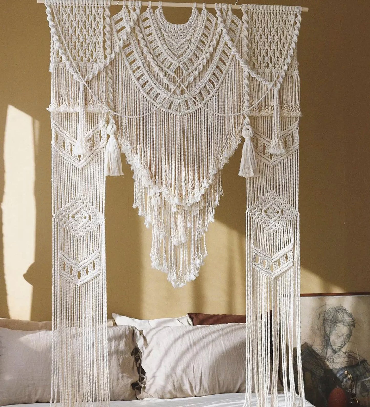 Handmade Macrame Boho Decor Wall Hanging Backdrop