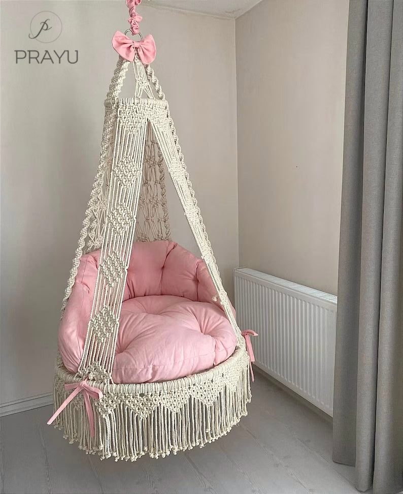 π· Delicate Daydream β 40-Inch Natural White Swing with a Blush Touch