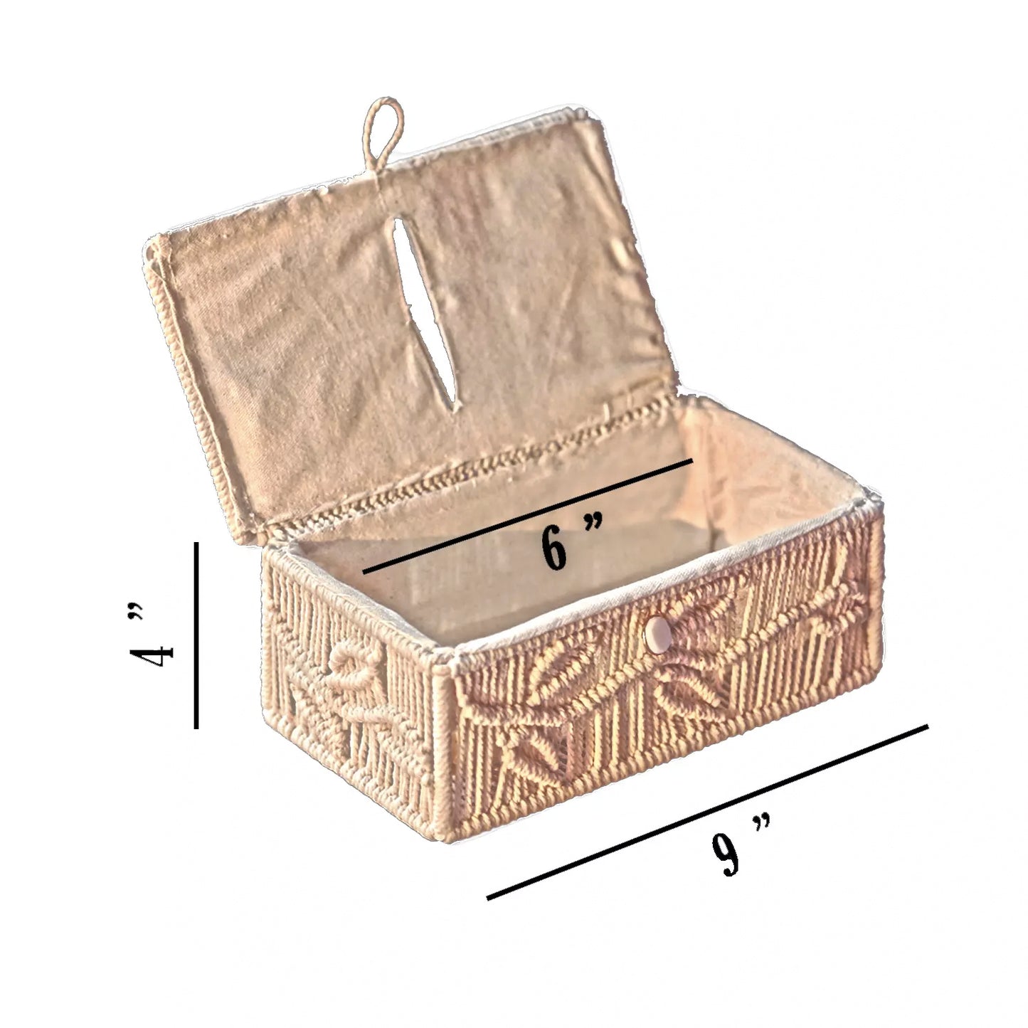 Macrame Cotton Tissue Box Rectangle Shape