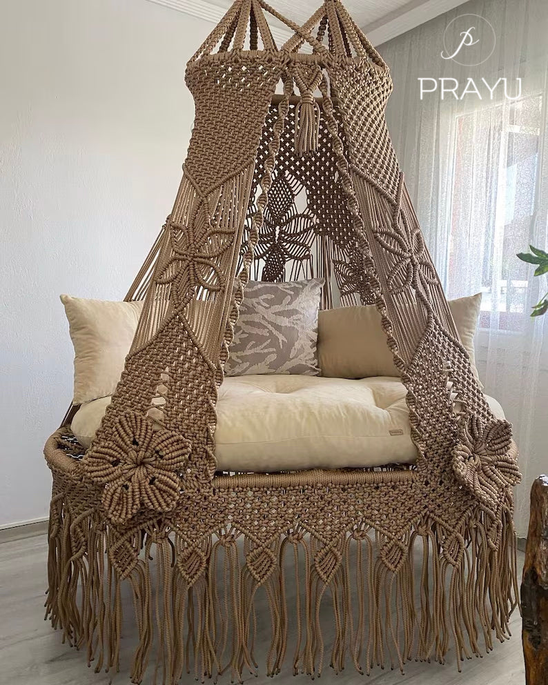 π€ Woven in Warmth β 50-Inch Beige Macrame Retreat