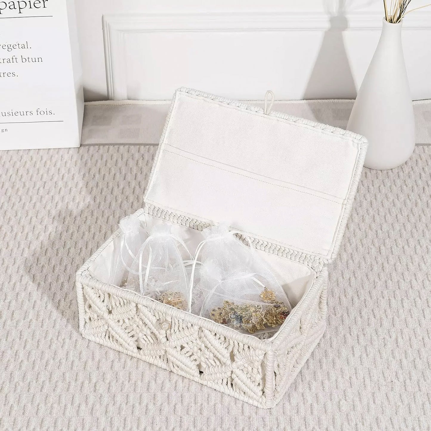 Rectangle Storage Box with Lid – Off White