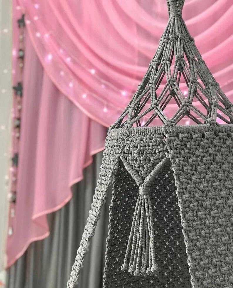 Bold in Grey & Red: Prayu’s Handcrafted Macrame Swing with a Fiery Twist
