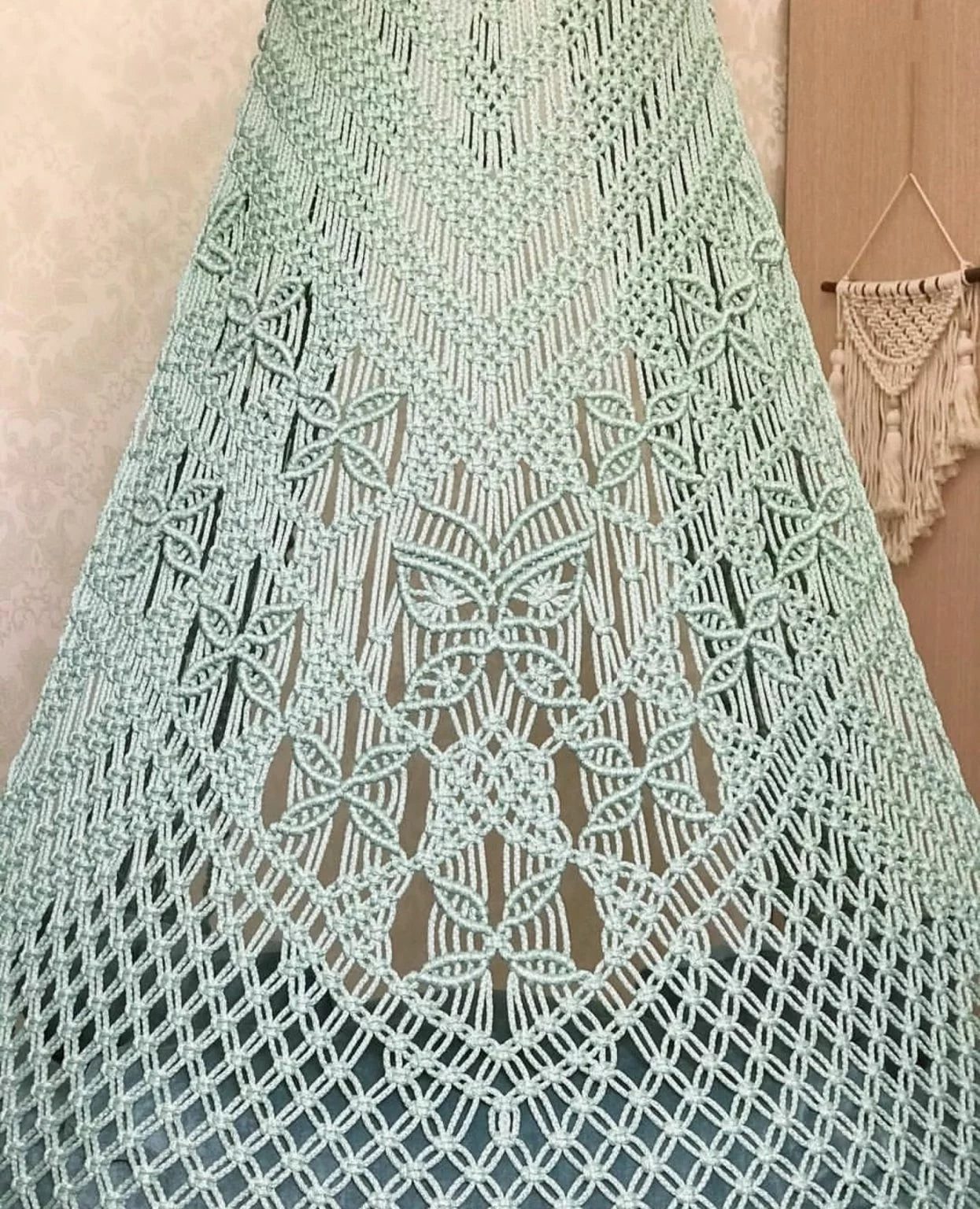 Enchanting Macrame Swing Jhula in Refreshing Pista Green & Soft White by Prayu