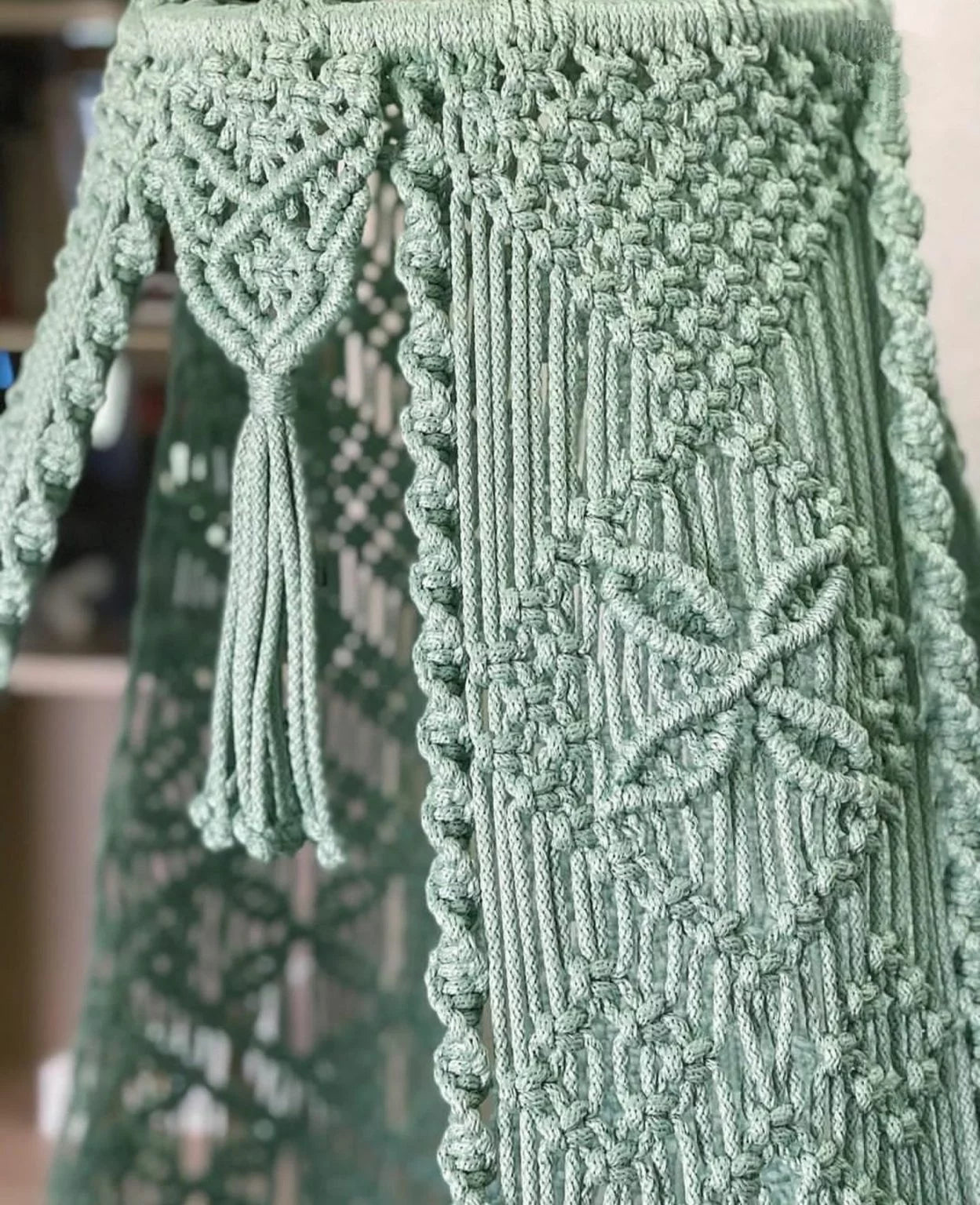 Enchanting Macrame Swing Jhula in Refreshing Pista Green & Soft White by Prayu