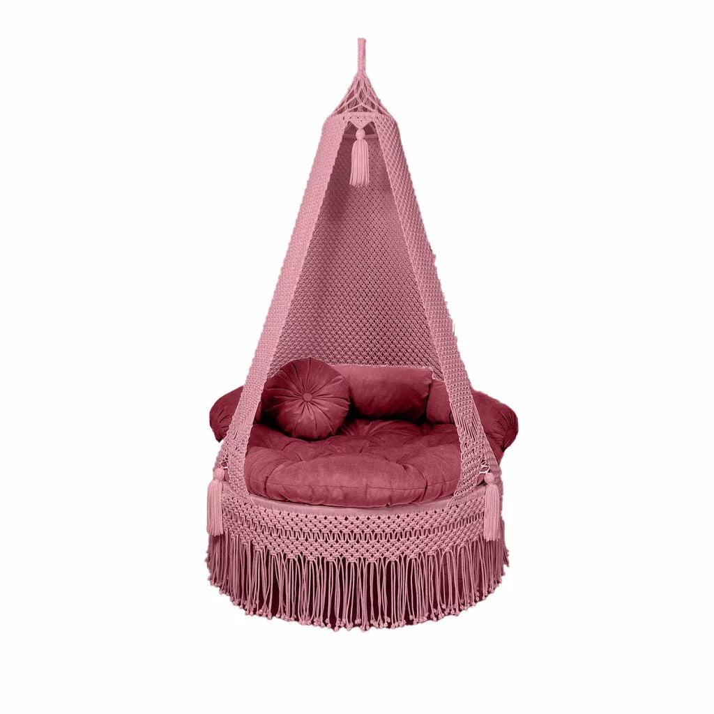 Swing into Boho Dreams with Prayu’s Bubblegum Pink Macrame Chair!