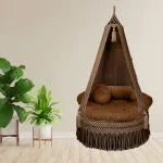 Earthy Elegance: Brown Macrame Swing Chair for Timeless Charm