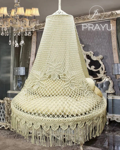🤍 Float in Pure Grace – The 50-Inch Classy White Boho Swing of Elegance