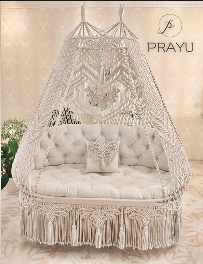 🤍 Glide into Calm with the 60-Inch Snowdrift White Boho Swing