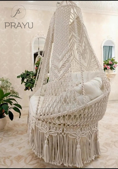 🤍 Glide into Calm with the 60-Inch Snowdrift White Boho Swing
