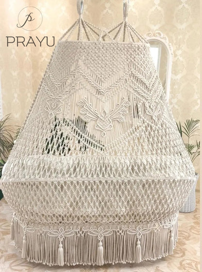 🤍 Glide into Calm with the 60-Inch Snowdrift White Boho Swing