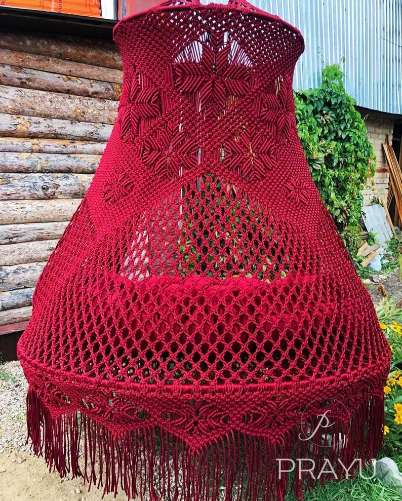 ❤️ Make a Bold Statement with Our 60-Inch Red Rose Boho Swing