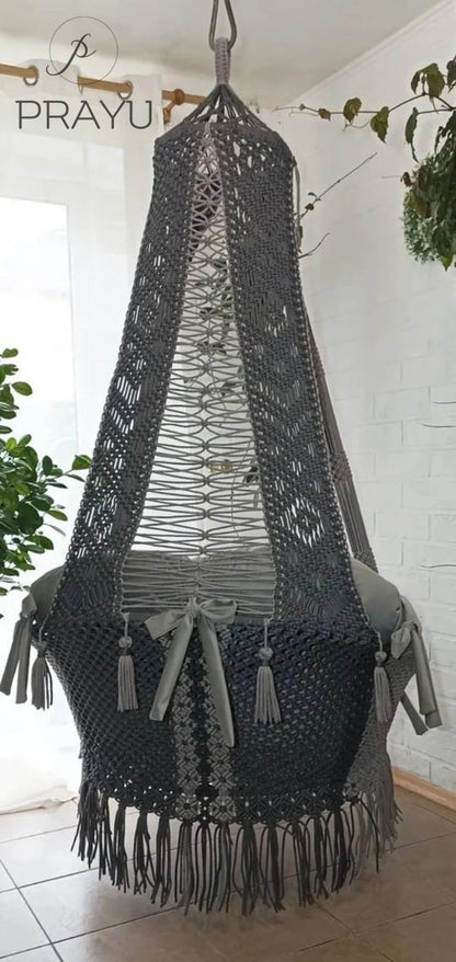 🩶 Define Modern Elegance with Our 40-Inch Sharp Grey Boho Swing