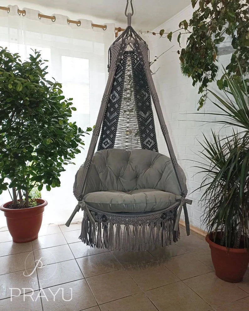 🩶 Define Modern Elegance with Our 40-Inch Sharp Grey Boho Swing