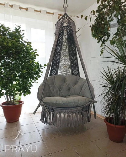 🩶 Define Modern Elegance with Our 40-Inch Sharp Grey Boho Swing
