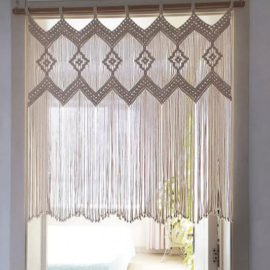 Macrame Cotton Semi-Sheer Curtain for Windows-4×4 feet