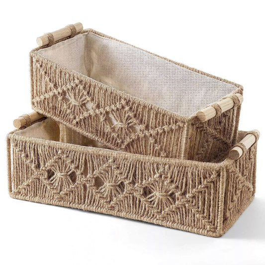 Set of 2 Jute Macrame Baskets