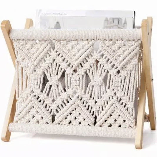 Boho Macrame Wooden Book Holder