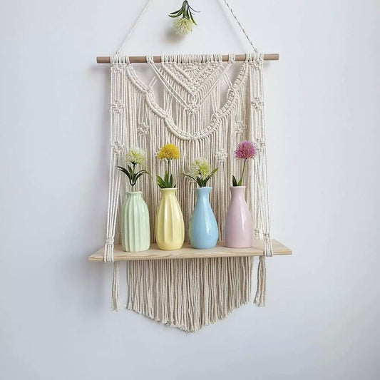 Handmade Macrame Wall Hanging Shelf Planter in U Neck Design
