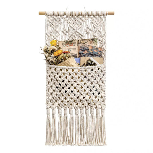 Boho Macrame Wall Pockets for Storage
