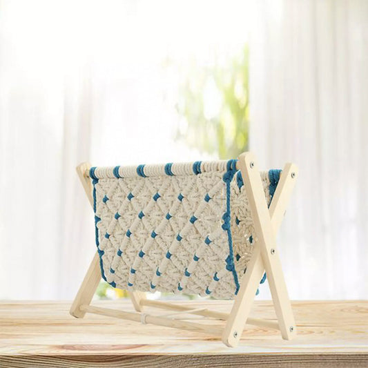 Boho Macrame Wooden Magazine Holder
