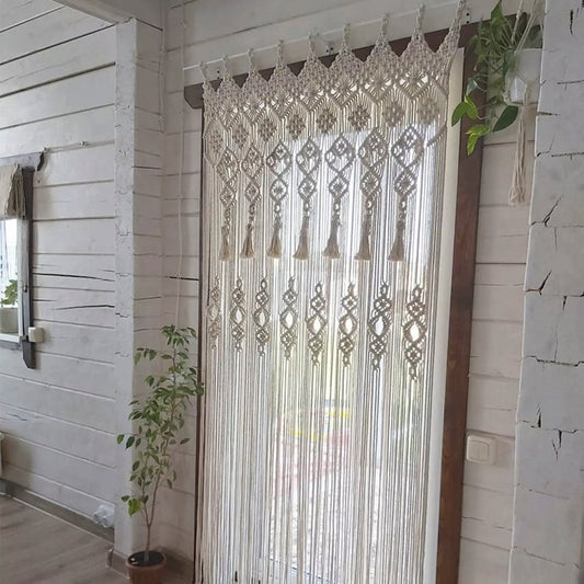 Handwoven Cotton Macrame Rope Curtains for Doors – 4×8 feet