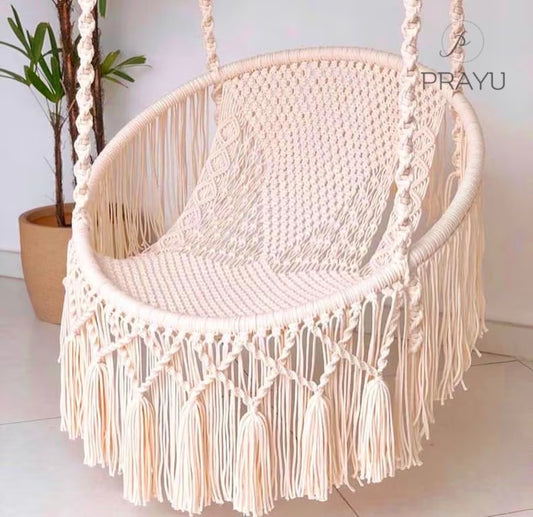 🤍 Experience Serenity with Our 30-Inch Beige Boho Swing