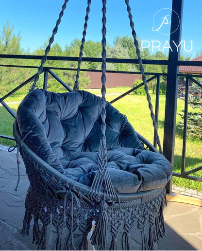 💙 Embrace Timeless Elegance – Our 40-Inch Midnight Blue Boho Swing