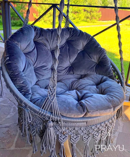 💙 Embrace Timeless Elegance – Our 40-Inch Midnight Blue Boho Swing