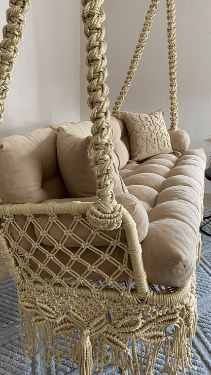 💛 Crown Your Space with Luxe Comfort – The 70-Inch Cream & Golden Royal Boho Sofa