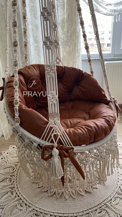 Handcrafted Harmony, "40-Inch" Boho Macrame Swing for Serene Spaces