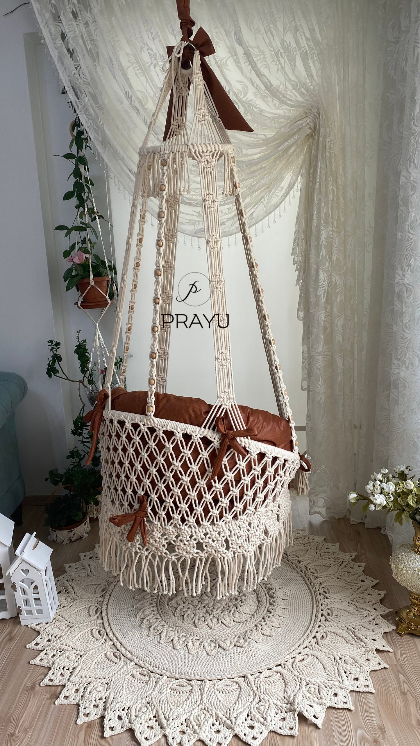 Handcrafted Harmony, "40-Inch" Boho Macrame Swing for Serene Spaces