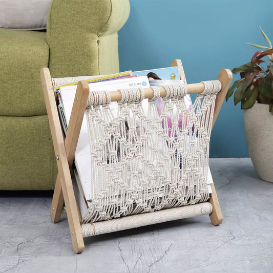 Boho Macrame Wooden Book Holder