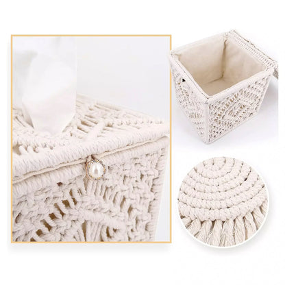 Macrame Cotton Tissue Box