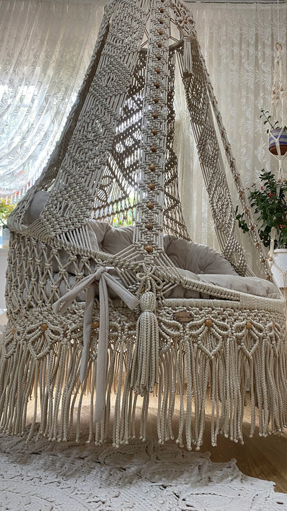 Breathe in Serenity with Our 40-Inch Pine Green and Grey Hanging Swing