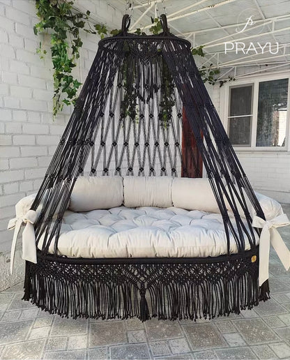 🖤 Monochrome Majesty – 70-Inch Black & Ivory Statement Swing