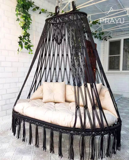 🖤 Monochrome Majesty – 70-Inch Black & Ivory Statement Swing