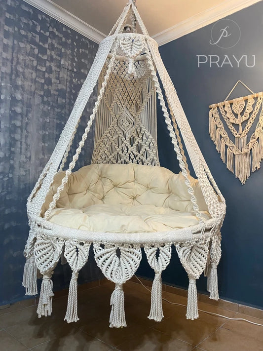 🤍 Serenity in Swing – 50" of Pure, Natural White Comfort